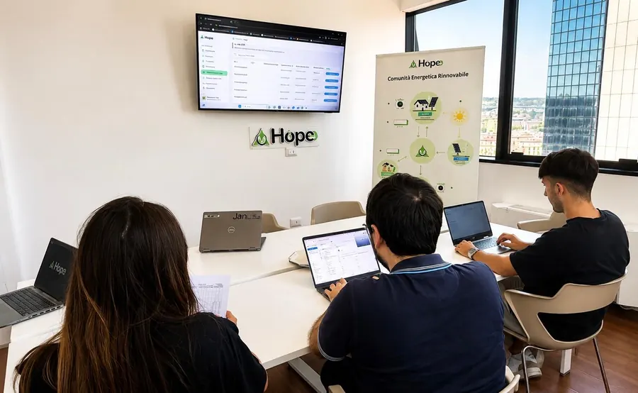 Il team Hopee al lavoro in ufficio